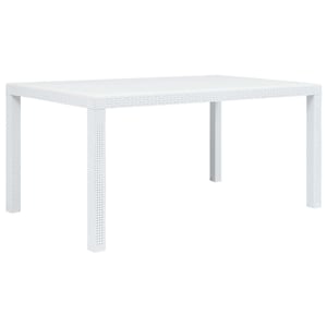 

vidaXL Garden Table White 150x90x72 cm Plastic Rattan Look
