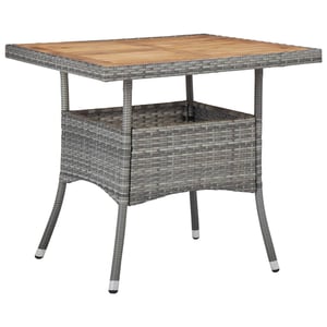 

vidaXL Outdoor Dining Table Grey Poly Rattan and Solid Acacia Wood