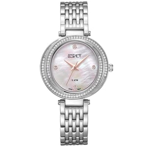 

ECSTACY Women's Analog White MOP Dial Watch - E8513-SBSM