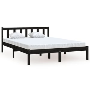 

vidaXL Bed Frame Black Solid Pinewood 160x200 cm