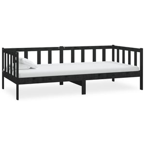 

vidaXL Day Bed Black Solid Pinewood 90x200 cm