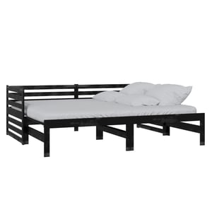 

vidaXL Pull-out Day Bed Black Solid Pinewood 2x(90x200) cm