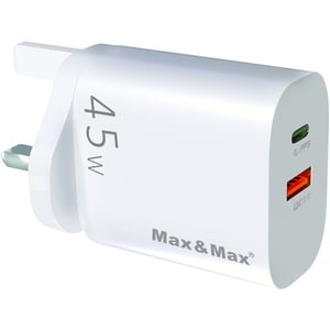 

Max & Max DCUK45W-W GaN Dual port charger 45Watts White