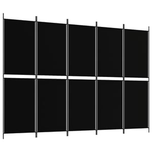 

vidaXL 5-Panel Room Divider Black 250x180 cm Fabric