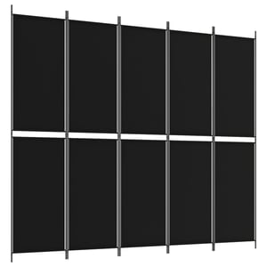 

vidaXL 5-Panel Room Divider Black 250x220 cm Fabric