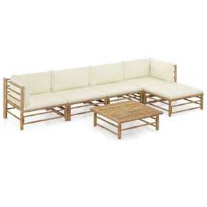 

vidaXL 6 Piece Garden Lounge Set with Cream White Cushions Bamboo