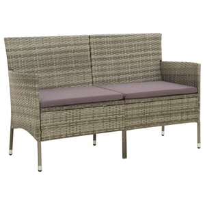 

vidaXL 3-Seater Garden Sofa with Cushion Grey Poly Rattan