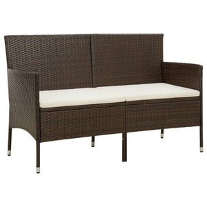 

vidaXL 3-Seater Garden Sofa with Cushion Brown Poly Rattan