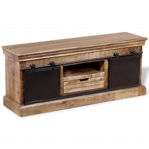 

vidaXL TV Cabinet with 2 Sliding Doors Solid Mango Wood 110x30x45 cm
