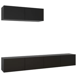 

vidaXL TV Cabinets 3 pcs Black Engineered Wood