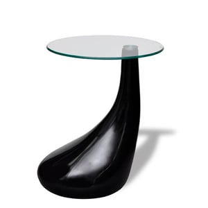 

vidaXL Coffee Table with Round Glass Top High Gloss Black