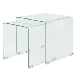 

vidaXL Two Piece Nesting Table Set Tempered Glass Clear