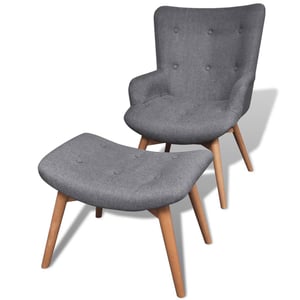 

vidaXL Armchair with Footstool Grey Fabric