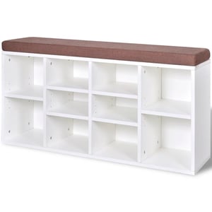 

vidaXL Shoe Storage Bench 10 Compartments White