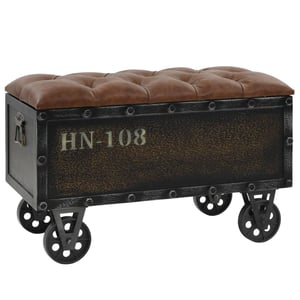 

vidaXL Storage Bench Solid Wood and Artificial Leather 80.5x41x50 cm