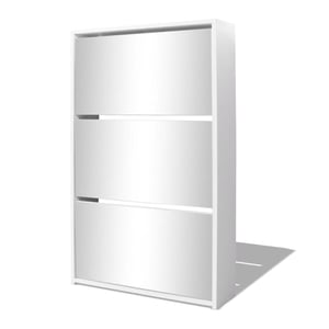 

vidaXL Shoe Cabinet 3-Layer Mirror White 63x17x102.5 cm