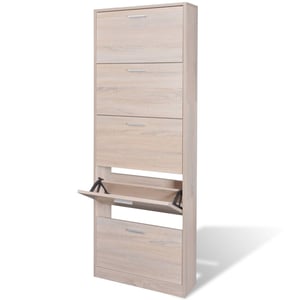 

vidaXL Oak Look Wooden Shoe Cabinet with 5 Compartments