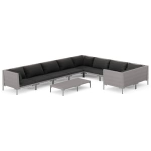 

vidaXL 10 Piece Garden Lounge Set with Cushions Poly Rattan Dark Grey