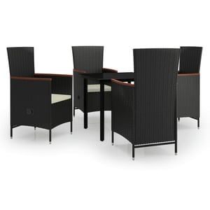 

vidaXL 5 Piece Garden Dining Set with Cushions Black