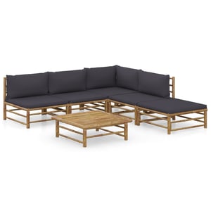 

vidaXL 6 Piece Garden Lounge Set with Dark Grey Cushions Bamboo