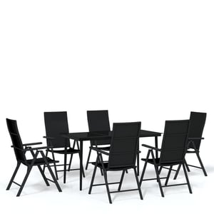 

vidaXL 7 Piece Garden Dining Set Black