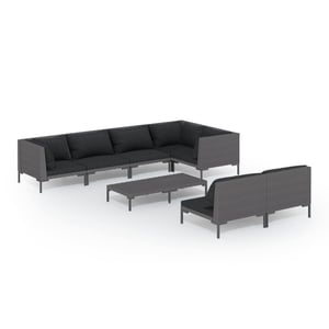 

vidaXL 8 Piece Garden Lounge Set with Cushions Poly Rattan Dark Grey