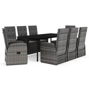 

vidaXL 9 Piece Garden Dining Set with Cushions Grey