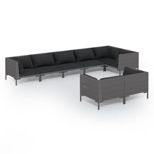 

vidaXL 8 Piece Garden Lounge Set with Cushions Poly Rattan Dark Grey