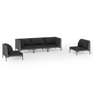 

vidaXL 5 Piece Garden Lounge Set with Cushions Poly Rattan Dark Grey