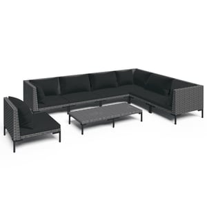 

vidaXL 8 Piece Garden Lounge Set with Cushions Poly Rattan Dark Grey