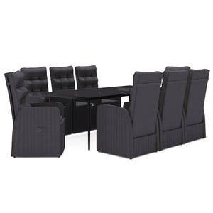 

vidaXL 9 Piece Garden Dining Set with Cushions Black