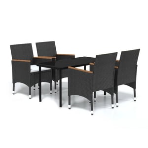 

vidaXL 5 Piece Garden Dining Set with Cushions Black