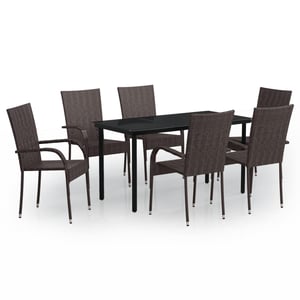 

vidaXL 7 Piece Outdoor Dining Set Brown and Black