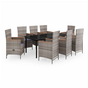 

vidaXL 9 Piece Garden Dining Set with Cushions Grey