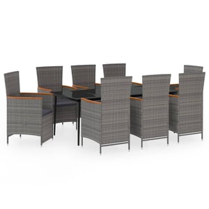 

vidaXL 9 Piece Garden Dining Set with Cushions Grey