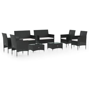 

vidaXL 8 Piece Garden Lounge Set with Cushions Poly Rattan Black
