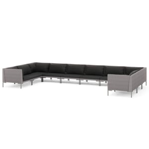 

vidaXL 10 Piece Garden Lounge Set with Cushions Poly Rattan Dark Grey