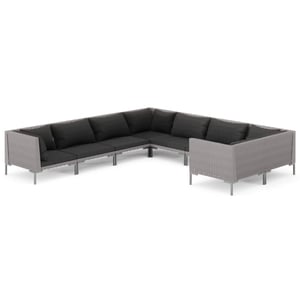 

vidaXL 8 Piece Garden Lounge Set with Cushions Poly Rattan Dark Grey
