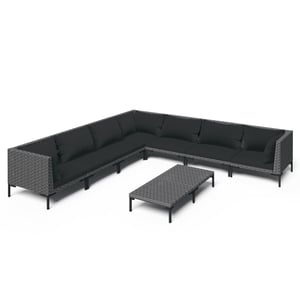 

vidaXL 8 Piece Garden Lounge Set with Cushions Poly Rattan Dark Grey