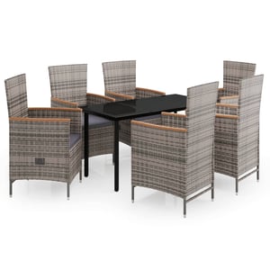

vidaXL 7 Piece Garden Dining Set with Cushions Grey