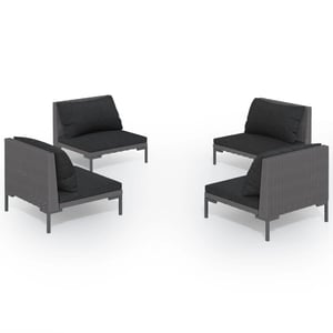 

vidaXL 4 Piece Garden Lounge Set with Cushions Poly Rattan Dark Grey