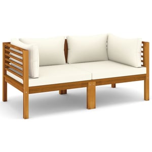 

vidaXL 2-Seater Garden Sofa with Cream Cushion Solid Acacia Wood