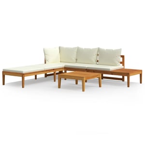 

vidaXL 3 Piece Garden Lounge Set with Cream White Cushions Acacia Wood