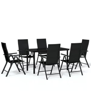 

vidaXL 7 Piece Garden Dining Set Black