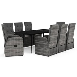 

vidaXL 9 Piece Garden Dining Set with Cushions Grey