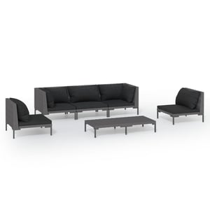 

vidaXL 6 Piece Garden Lounge Set with Cushions Poly Rattan Dark Grey