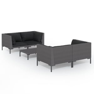 

vidaXL 5 Piece Garden Lounge Set with Cushions Poly Rattan Dark Grey
