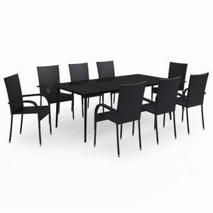 

vidaXL 9 Piece Garden Dining Set Black