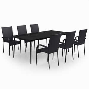 

vidaXL 7 Piece Garden Dining Set Black