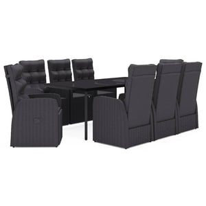 

vidaXL 9 Piece Garden Dining Set with Cushions Black